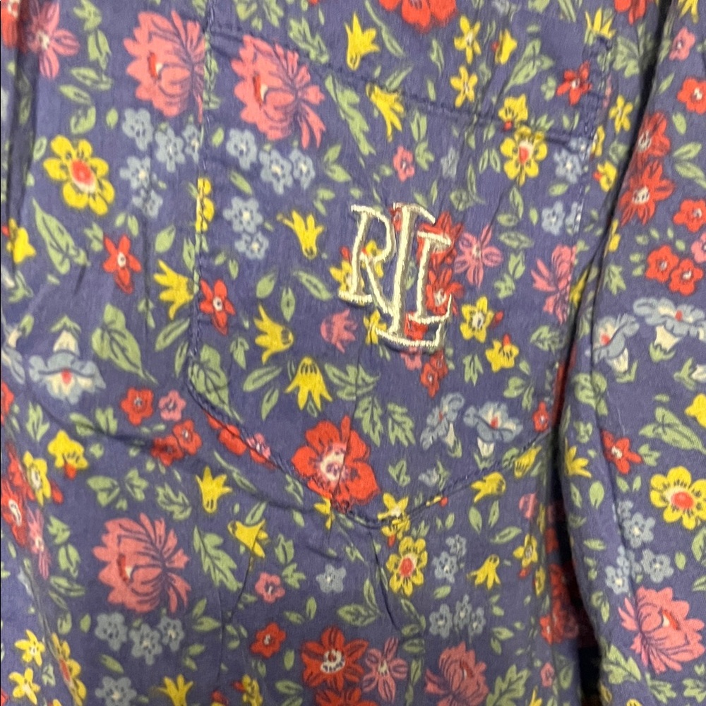 💁‍♂️MENS Lauren Ralph Lauren VINTAGE Purple Floral Button-Down Shirt - Picture 2 of 7